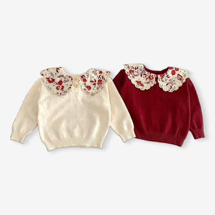 Floral Collar Knit Sweater