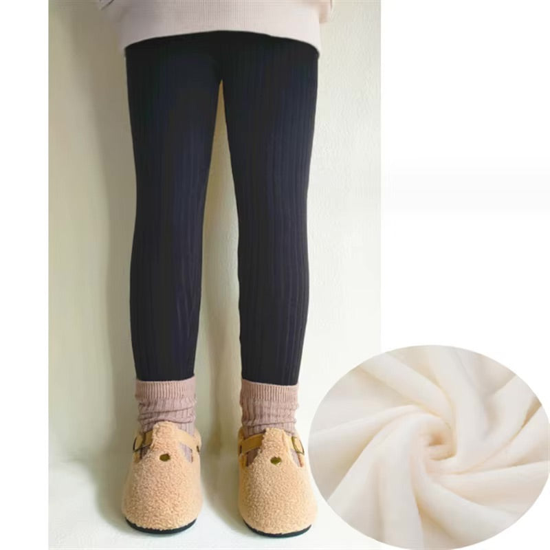 Wide-rib knit vintage high-waist stretch leggings for baby girl – AWA Baby Boutique