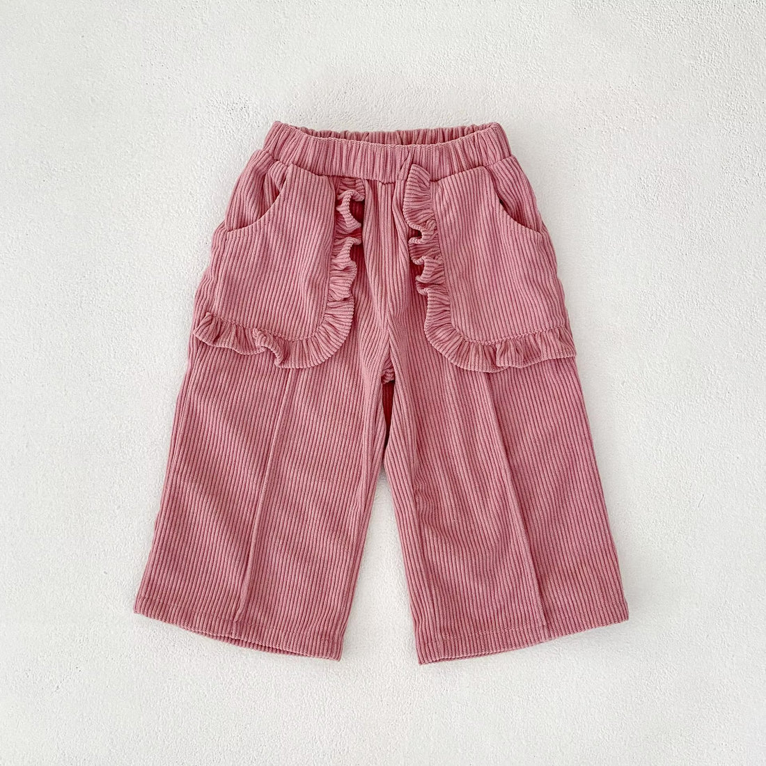 Dusty pink ruffle pocket corduroy wide-leg pants for baby girl – AWA Baby Boutique