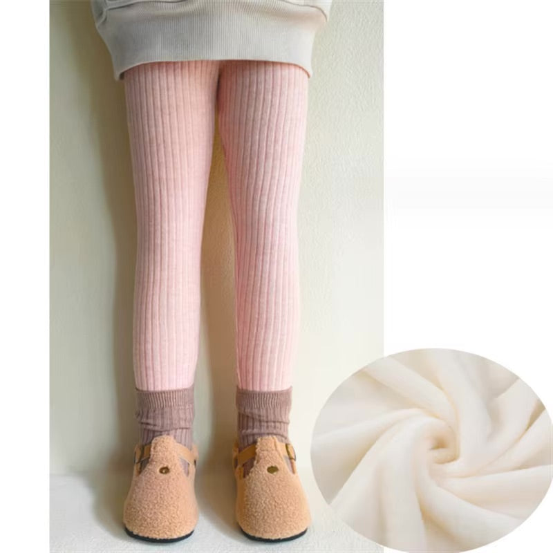 Wide-rib knit vintage high-waist stretch leggings for baby girl – AWA Baby Boutique