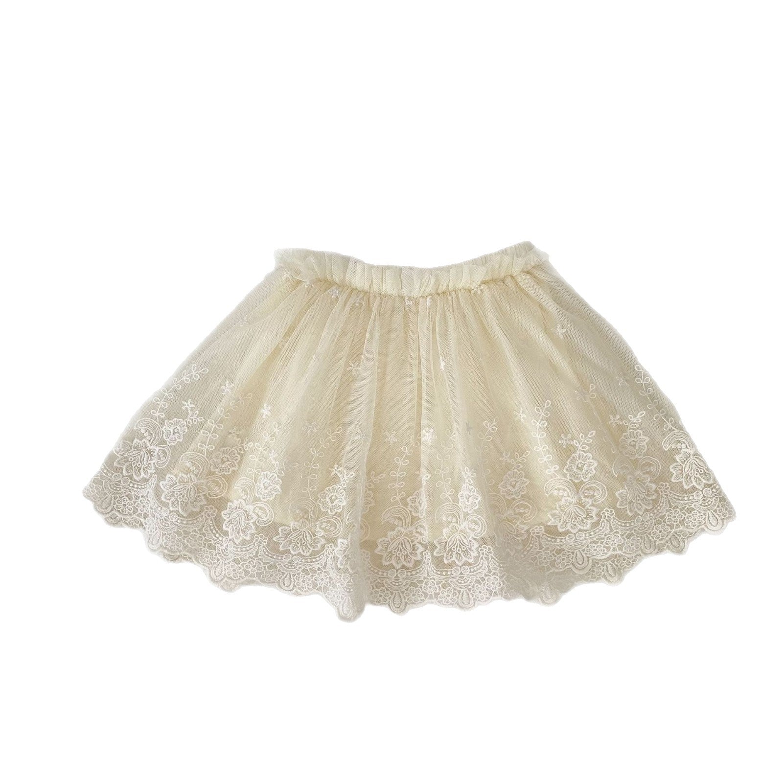 Ivory embroidered lace tutu skirt with heirloom floral tulle for baby girl – AWA Baby Boutique