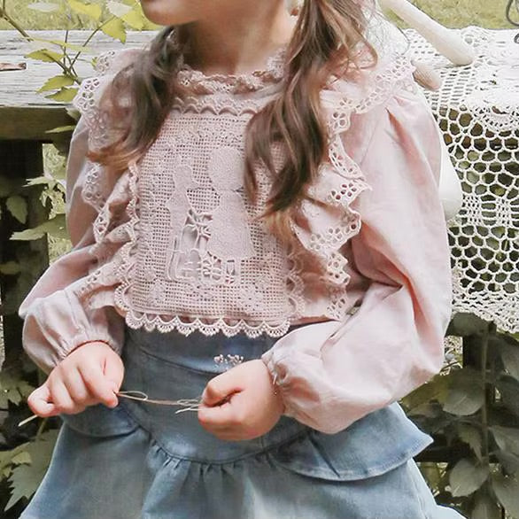 Vintage rose baby girl heirloom blouse with hand-embroidered bunny detail – AWA Baby Boutique