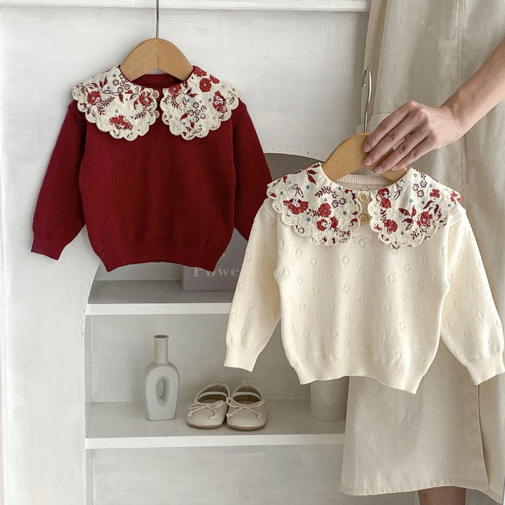 Floral Collar Knit Sweater