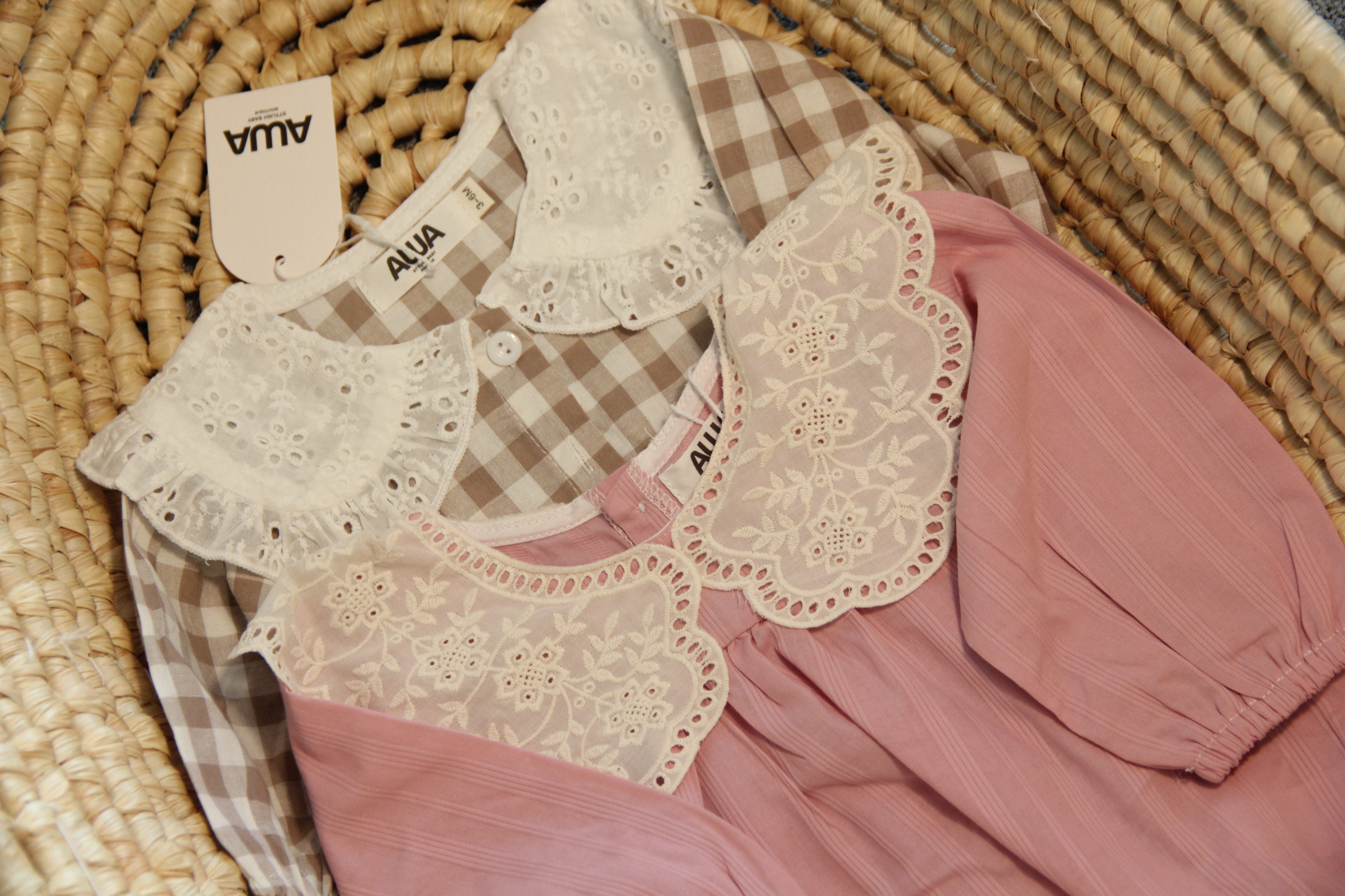 Mauve dusty rose baby girl lace collar bubble romper with matching bow headband set – AWA Baby