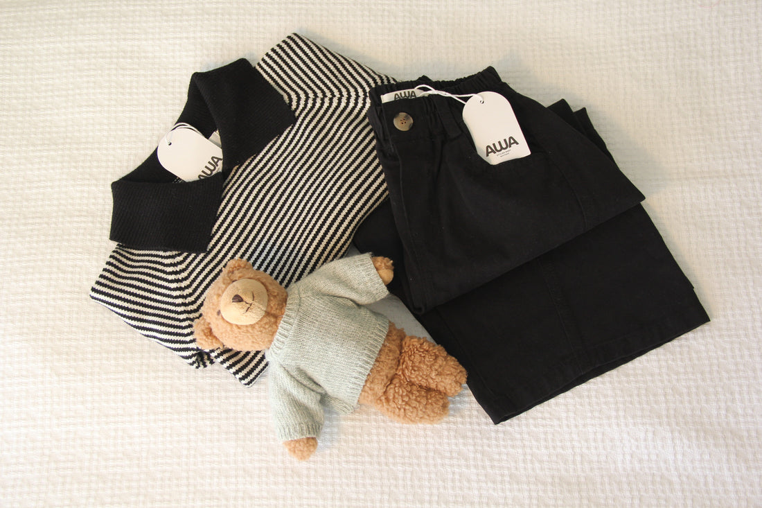 Navy and cream Breton stripe baby girl knit sweater with vintage statement collar – AWA Baby