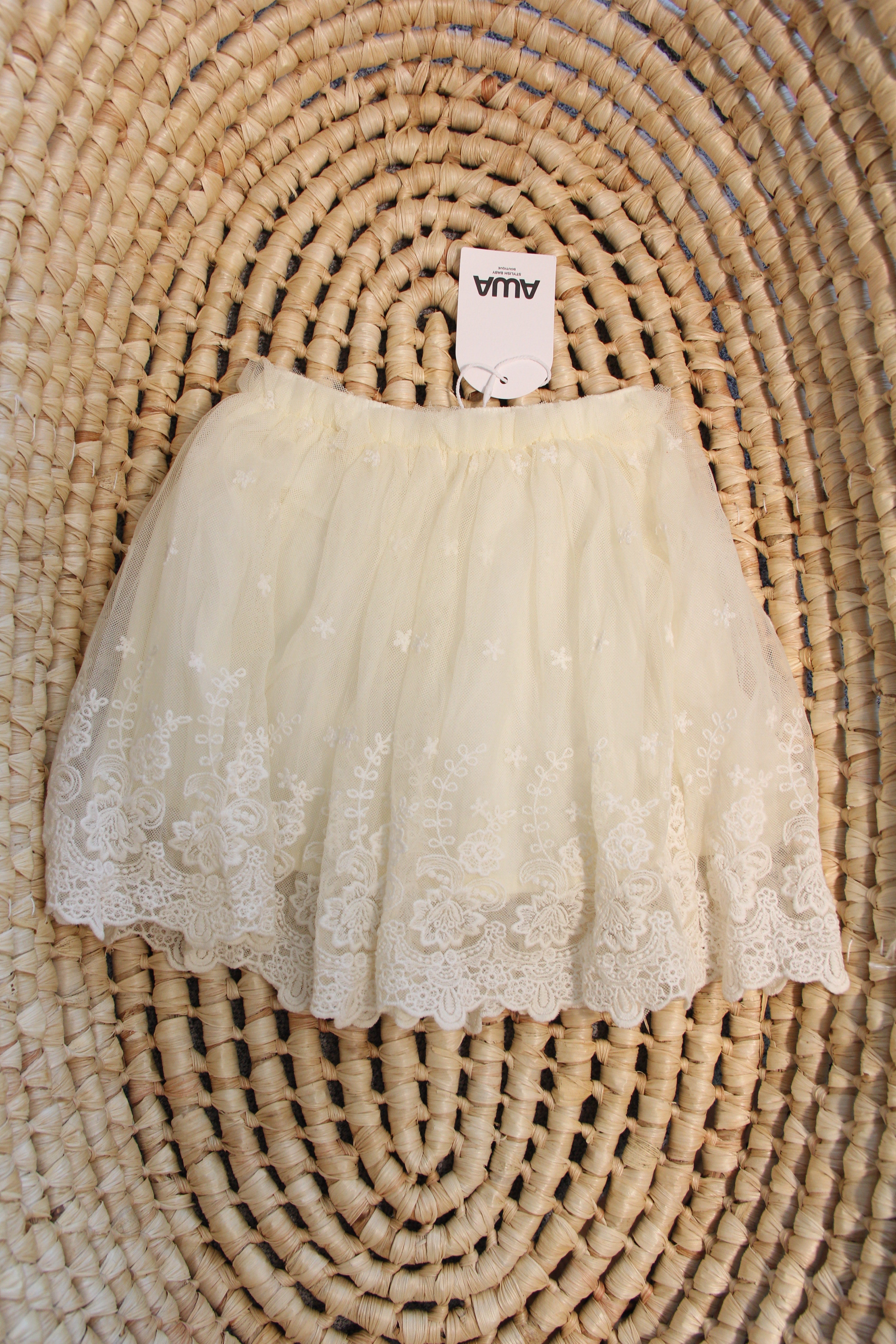 Ivory embroidered lace tutu skirt with heirloom floral tulle for baby girl – AWA Baby Boutique