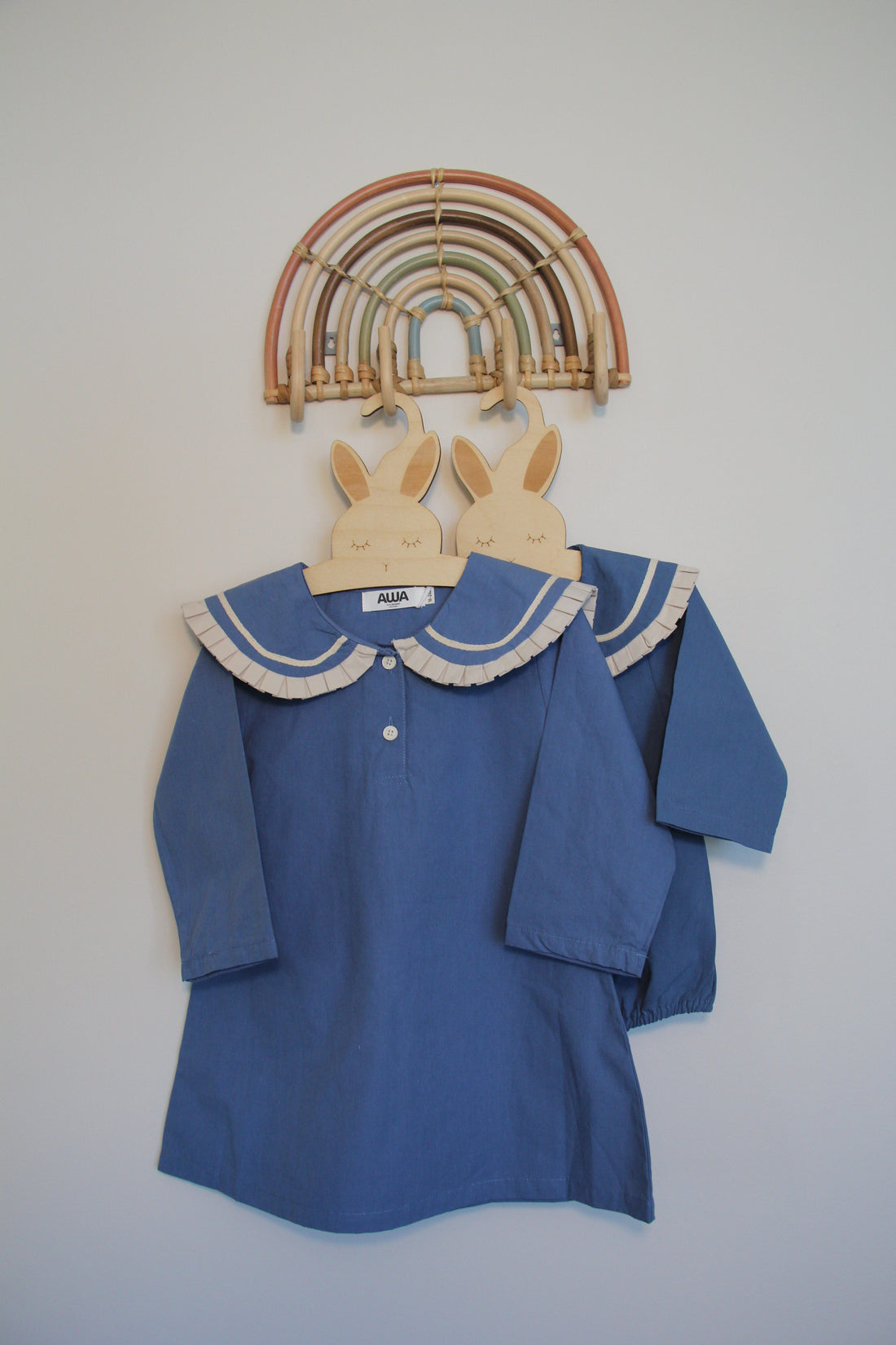 Dusty blue vintage pleated baby girl dress with Peter Pan collar – AWA Baby Boutique